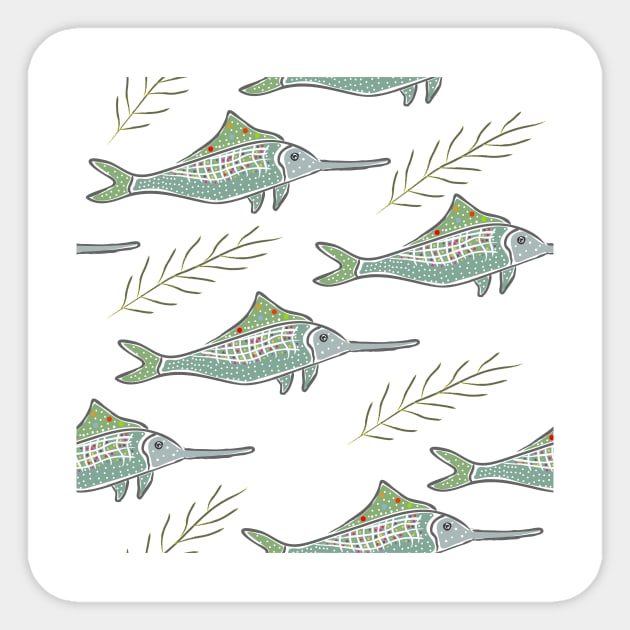 Swordfish Pattern Sticker by Kristina Stellar Scandinavian Land